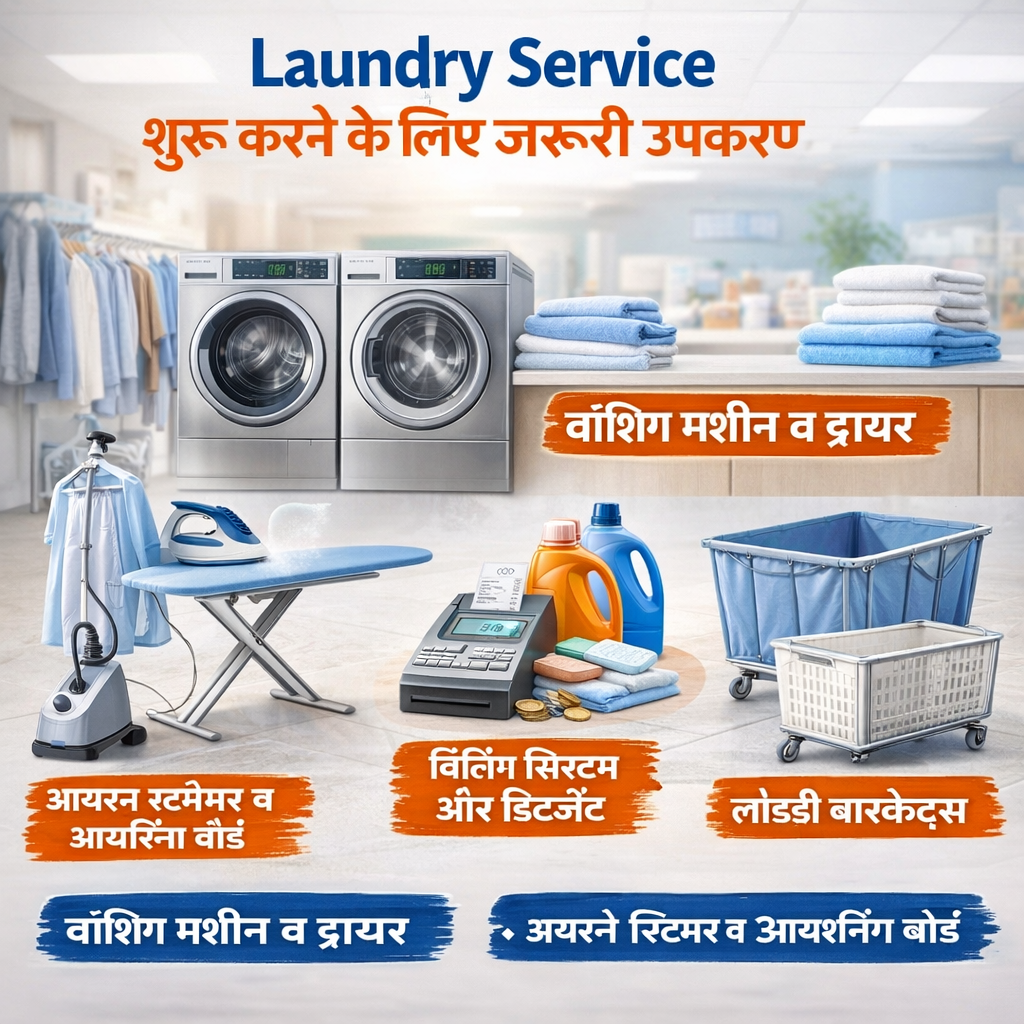 Laundry Service शुरू करने के लिए जरूरी उपकरण – वॉशिंग मशीन, ड्रायर, आयरन, डिटर्जेंट और लॉन्ड्री एक्सेसरीज़